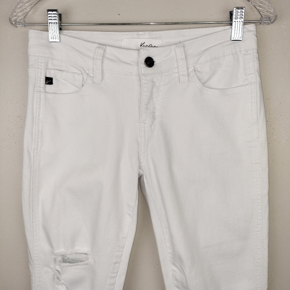 KanCan Mid Rise Distressed Ankle Skinny Jeans in Optic White Sz. 5/26 - Picture 3 of 12